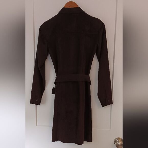 Ann Taylor LOFT Ultra Suede Shirt Dress Brown Sz 0 - Picture 6 of 12